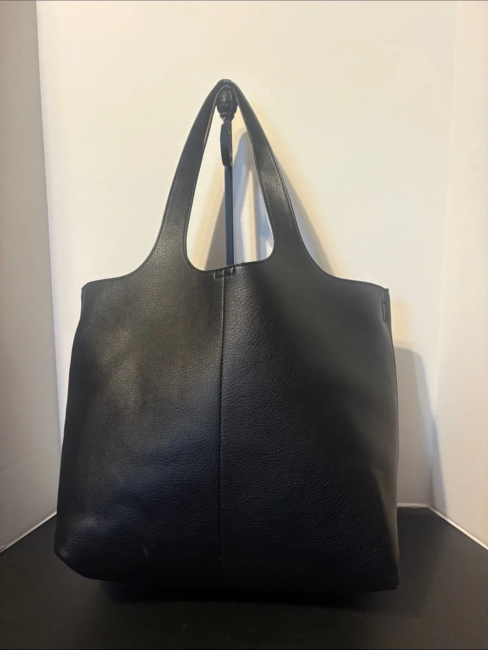 Madison West Black Leather Satchel Tote